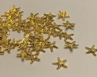 20 pieces of gold metal Starfish nail decor, 4 mm (S11/2)