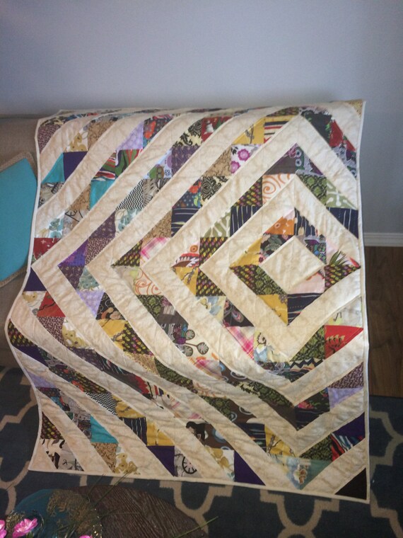 READY TO SHIP Quilt hand made twin size.Modern quilt