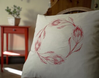 Protea wreath cushion cover
