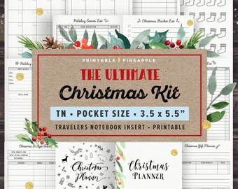 Pocket Size TN Inserts - Christmas Planner Kit, Printable Travelers Notebook Inserts, Holiday Planning Set, TN Field Notes Size
