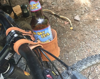 Leather Bicycle Can and Bottle Cup Holder, bicycle accessories, beach cruiser cup holder