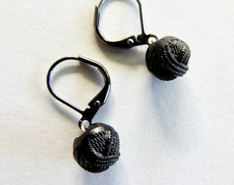 Antique Victorian Steel Buttons on New Wires as Earrings