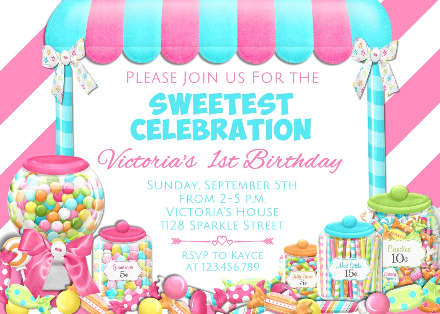 Candy Birthday Invitation Candyland Invitation Candy Shop