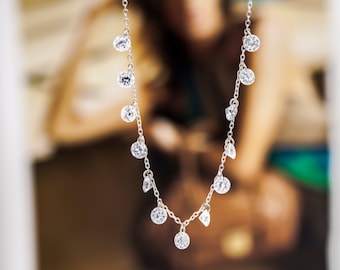 Swarovski crystal necklace in silver, crystal necklace, silver necklace, delicate & minimal necklace, boho Necklace, swarovski necklace