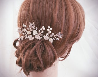 Bridal Hair Pin, Wedding Hair Comb, Bridal Comb Set, Silver Hair Accessories, Gold Hair Jewelry, Set of 3