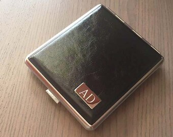 Personalized Cigarette Case, Black Leather Double Sided Cigarette Case, Custom Cigarette Case, Custom Cigarettes Holder,Engraved Free VCM219