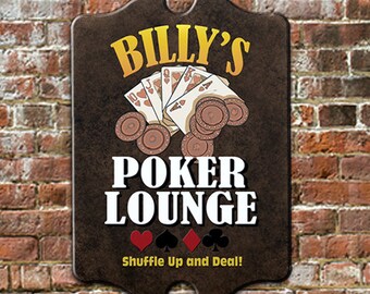 Custom PERSONALIZED Poker Lounge Bar Pub Tavern Sign - Traditional Antique Look for Game Room, Man Cave Wall Decor 11 x 16" GREAT Gift!