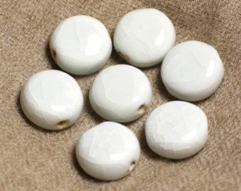 50pc - ceramic porcelain beads 17mm white grey green pearls