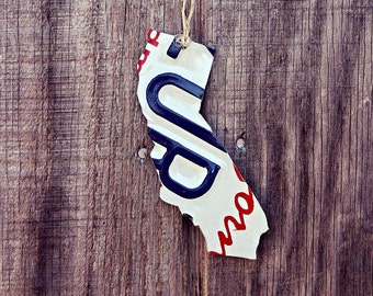 Upcycled California License Plate "State of California" Ornament