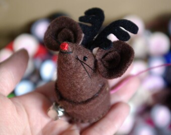 Reindeer mice, Felt mice, Handmade, Christmas decorations, Felt Christmas decorations, Felt mouse