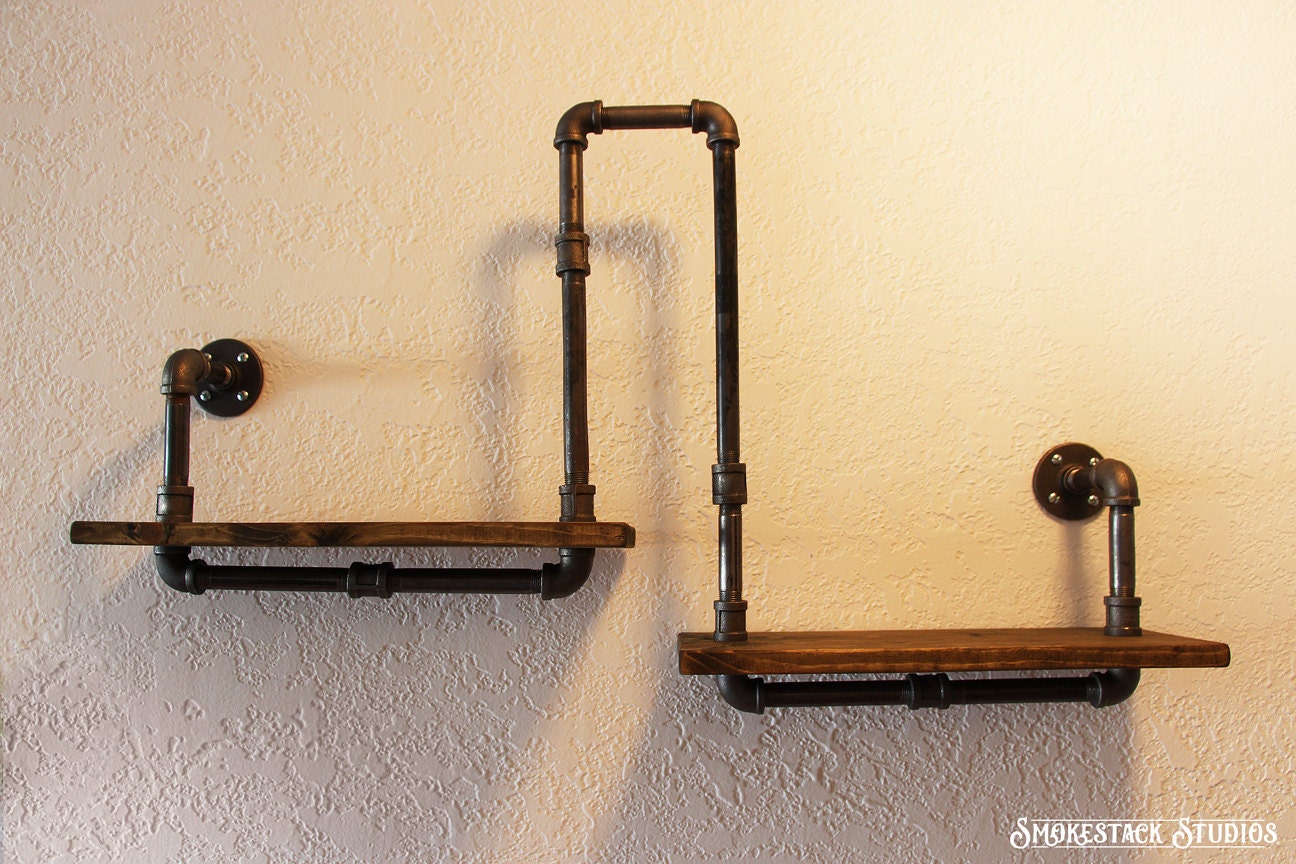 Corner Pipe Shelf Industrial Chic Rustic Modern Corner Pipe Shelf Industrial Chic Rustic Modern