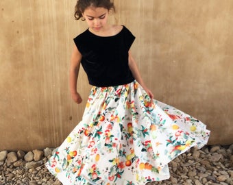 Girls Maxi Skirt, Floral Maxi Skirt For Girls, Girl Skirt, Girls Full Circle Skirt, Twirling Skirt, Toddler Maxi Skirt, Girls Long Skirt.