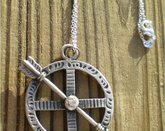 Silver Round Arrow Pendant Necklace, Jewelry Findings