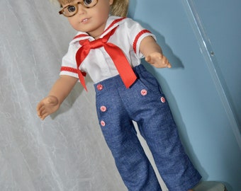 18 Inch Doll Clothes Two Piece Sailor Outfit Including Navy Sailor Pants and Sailor Top by SEWSWEETDAISY