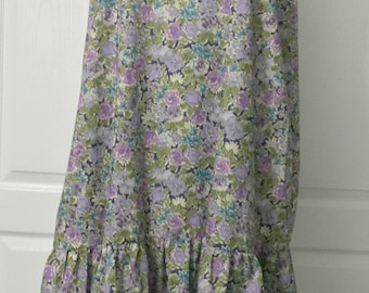Sassy Rags purple and green floral print ruffle slip dress
