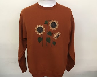 Three Sunflowers Applique Crewneck Sweatshirt