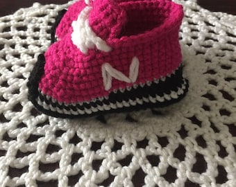 Hot Pink crochet New Balance baby sneakers