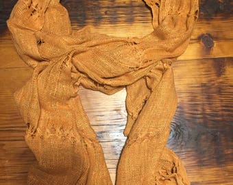 Peach raw silk scarf (70x18in)