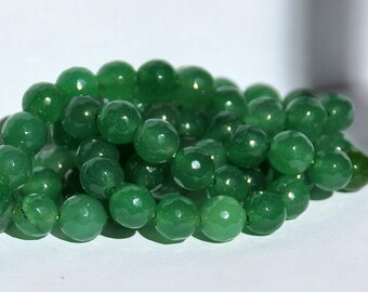 Half Strand 8mm Faceted Green Jade Gemstone Beads - 23 beads GJ-1