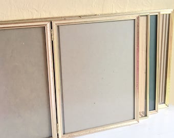 Vintage Folding 8x10 Gold Metal Picture Frames with Glass Wedding Decor Family Pictures Hollywood Regency 4 Four Lot Set