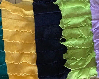 1" Ruffles Polyester Spandex Stretch Fabrics Sold by the Yard- Headbands, Skirts, blouses, More Colors Available Black, Navy, Lavander