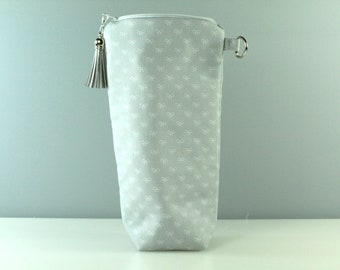Pretty Grey With White Bows Notions Pouch/ Bag
