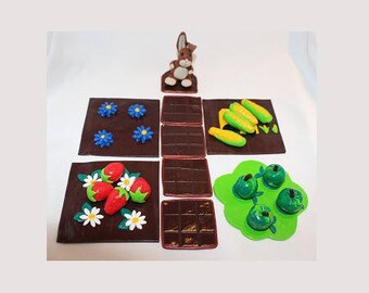 Game for children 3-5, the garden, rabbit, but, strawberry, Apple
