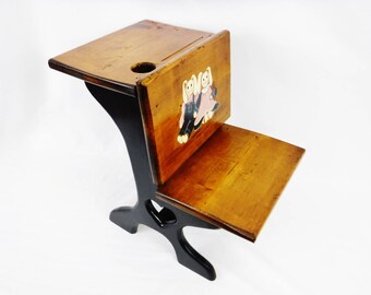 Doll School Desk/Wood Plant Stand/Display/Country Decor/Doll Furniture/Photo Prop/Handmade-Hand Painted/90's Vintage
