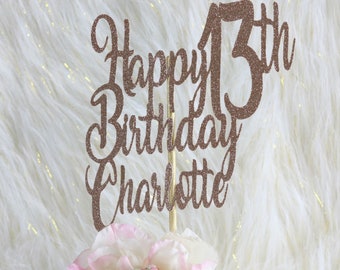 13th Birthday, Cake Topper, ANY AGE NAME, 13th Party Decorations, 13th Party Centerpiece, 13th Birthday Party, Girls Birthday Party, Teen