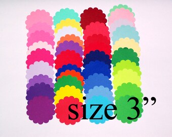 3 inch Paper Scalloped Circle Die Cuts / Custom colors