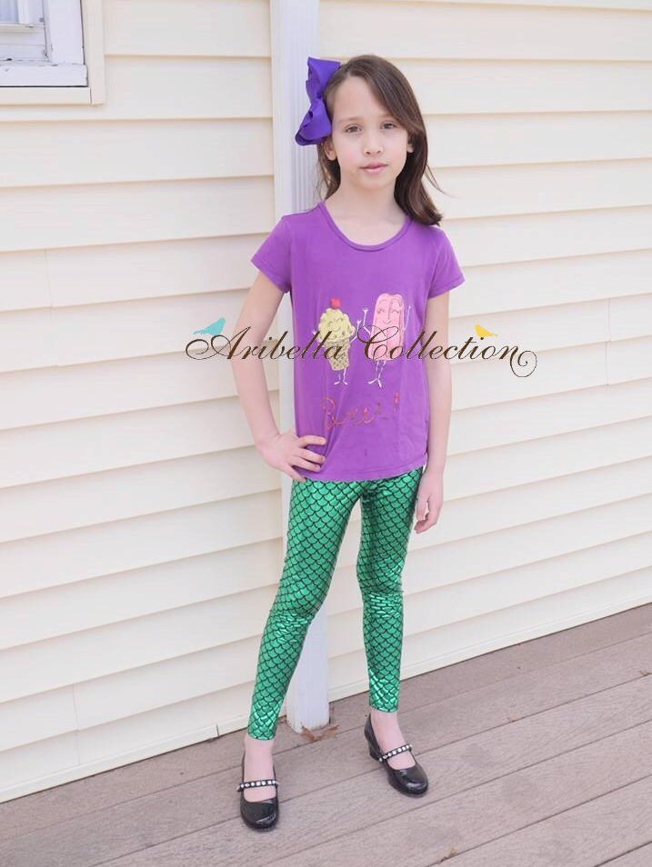 Mermaid Leggings Baby Toddler Girls Costume Little Emerald