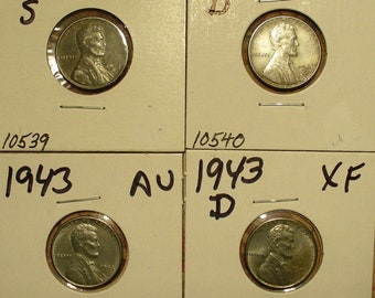 Four US 1943 Zinc Cents