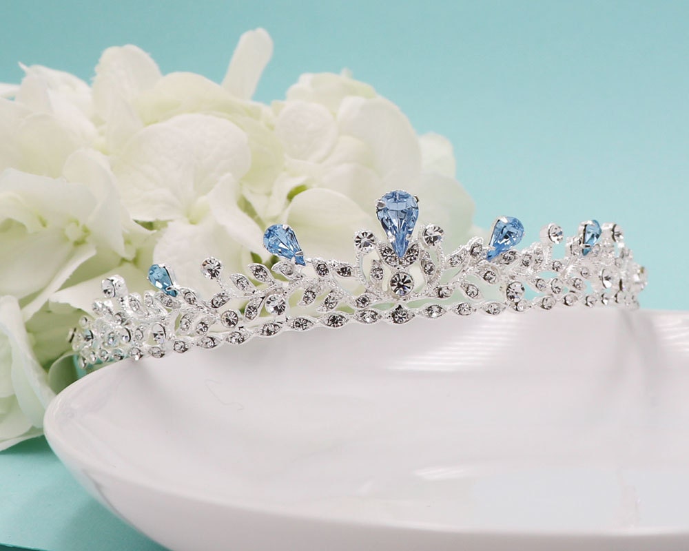 Blue Bridal Tiara Headpiece Elsa Custom Blue Tiara Wedding