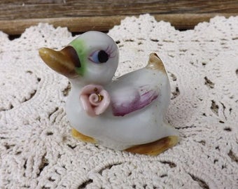 Porcelain Duckling Figurine Hand Painted Japan