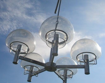 Vintage Sciolari Chrome Amber Glass lights Mid Century Stunning