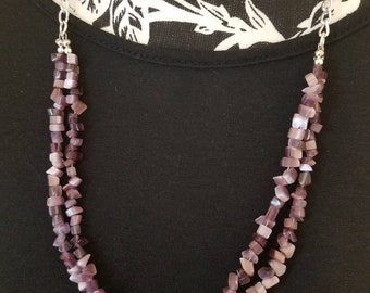 Two strand gemstone chip necklace