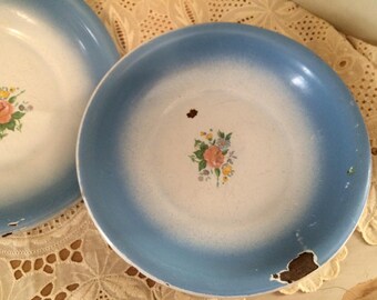 Two Vintage Chippy Enmelware Bowls Farmhouse Decor