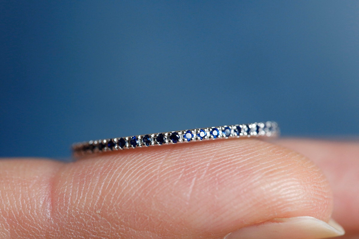 Sapphire Eternity Ring Sapphire Stacking Ring 14k White Gold
