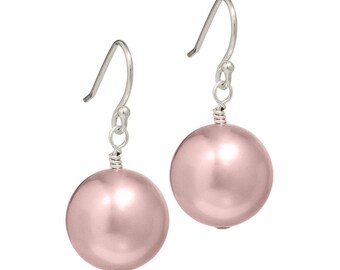 Pink Pearl Drop Earrings | Pink Pearl Earrings | Swarovski Pearl Drop Earrings | Pink Earrings