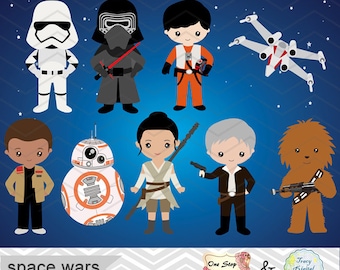 NEW Star Wars Digital Clip Art, Printable Space Wars Clipart, Star Wars Clipart, Star Wars Party, Star Wars Printable, 0227