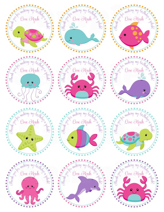pink girls under the sea birthday personalized printable