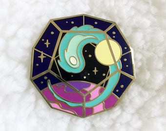 Space Terrarium Galaxarium Glow In The Dark Enamel Lapel Pin