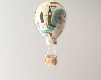 Travel Themed Fabric Hot Air Balloon Nursery Decor - single Small, Medium, or Large