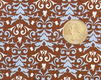 Fabric - 1-1/2 Yard - Blue on Brown - Quiltsy Destash Party