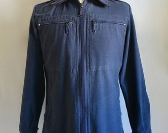 Vintage Men's 70's German, Military Jacket, Navy Blue, Coat (M)