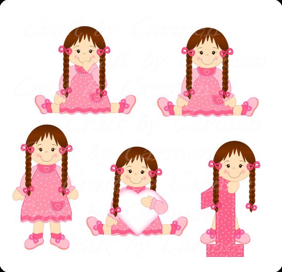 Doll clip art cute doll girl little girl scrapbook