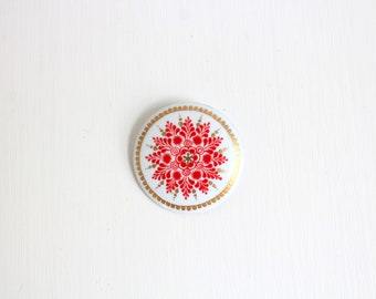 Enamel Pin, Enamel Brooch, Painted Enamel Pin, Painted Enamel Brooch, White Pin, White Brooch, Red Pin, Red Brooch, Red & White Brooch