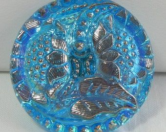 Two Sunflowers Czech Glass Button