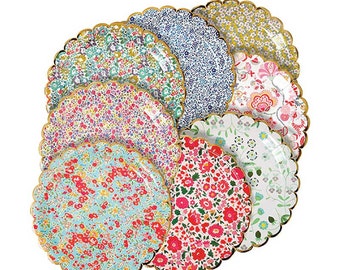Liberty Large Plates (8), Meri Meri Party Plates, Floral Paper Plates, Bridal Shower Paper Plates, Floral Wedding Decor, Baby Shower