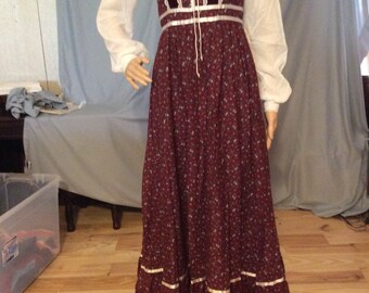 Vintage Gunne Sax by Jessica McClintock 70s, 80s, Floral Print Maxi Dress